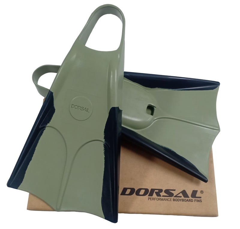 DORSAL Bodyboard Bodysurfing Floating Swimfins (Flippers) Comfortable Natural Gum Rubber for Swimming, Diving, Surfing (Black/Green, Medium - Mens US Size 8.5 - 9.5) - Image 1